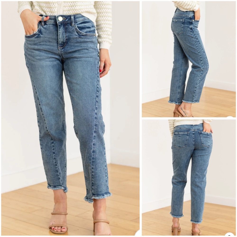 Democracy "Ab"solution High Rise Ankle Length Straight Leg Jeans with Fray Hem 4